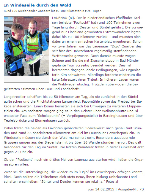 Artikel Pooltocht Schaumburger Wochenblatt